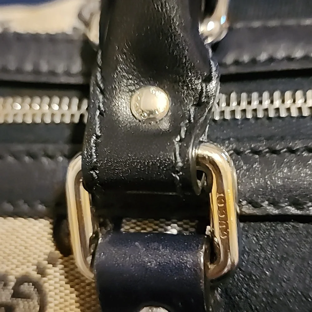 Gucci Blue and Red Stripe Monogram Bag - Picture 8 of 16